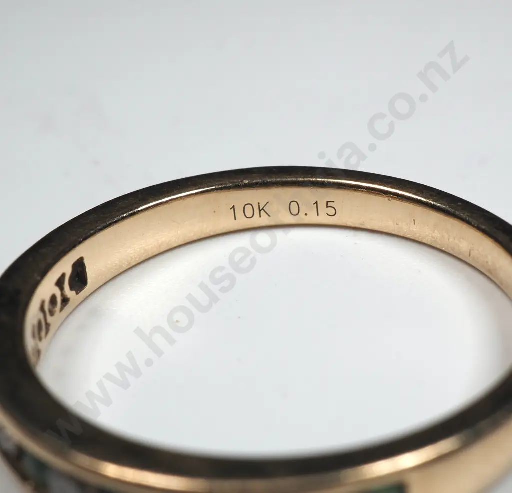 Modern 10ct Gold Emerald & Diamond Set Band Image 1++