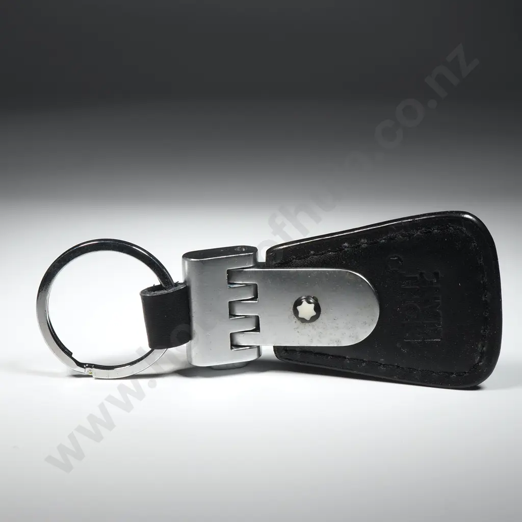 Cased Mont Blanc Leather & Stainless Steel key Fob Image 1++