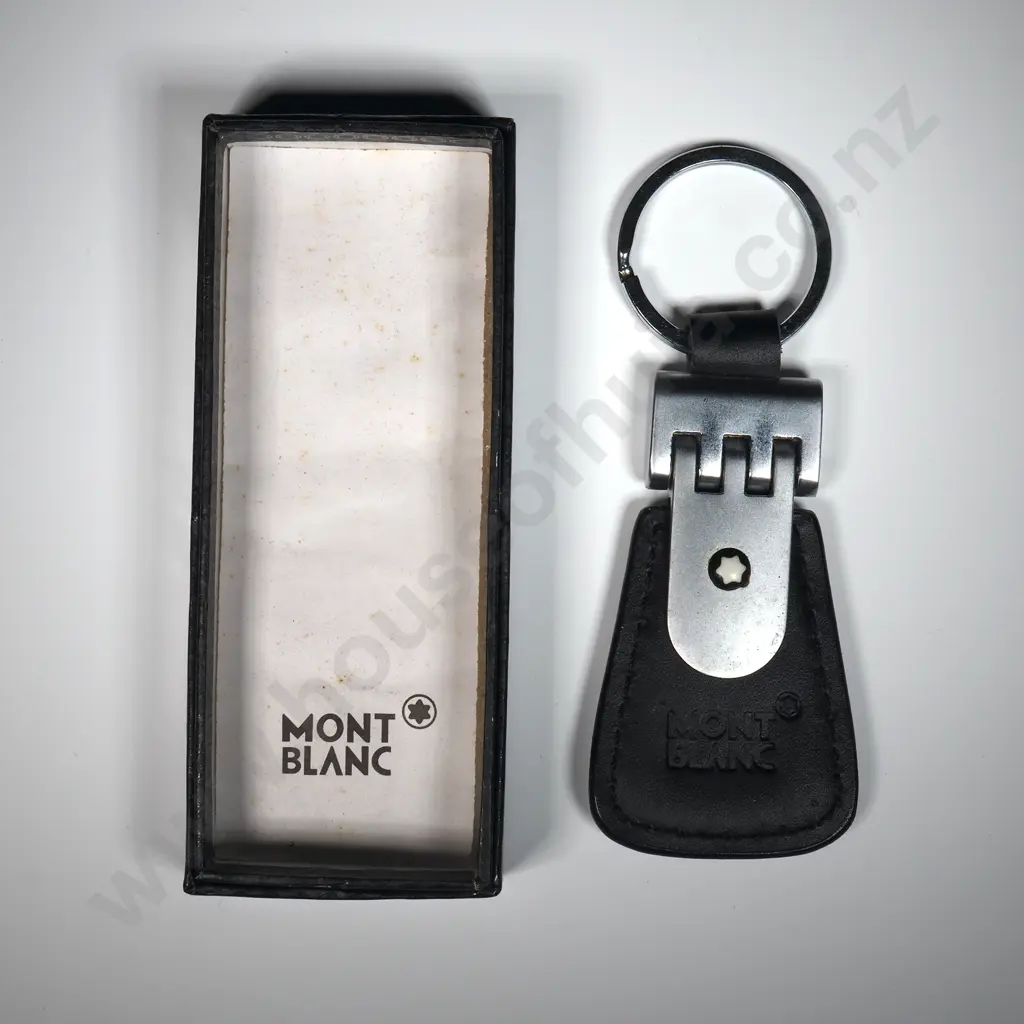 Cased Mont Blanc Leather & Stainless Steel key Fob Image 1++