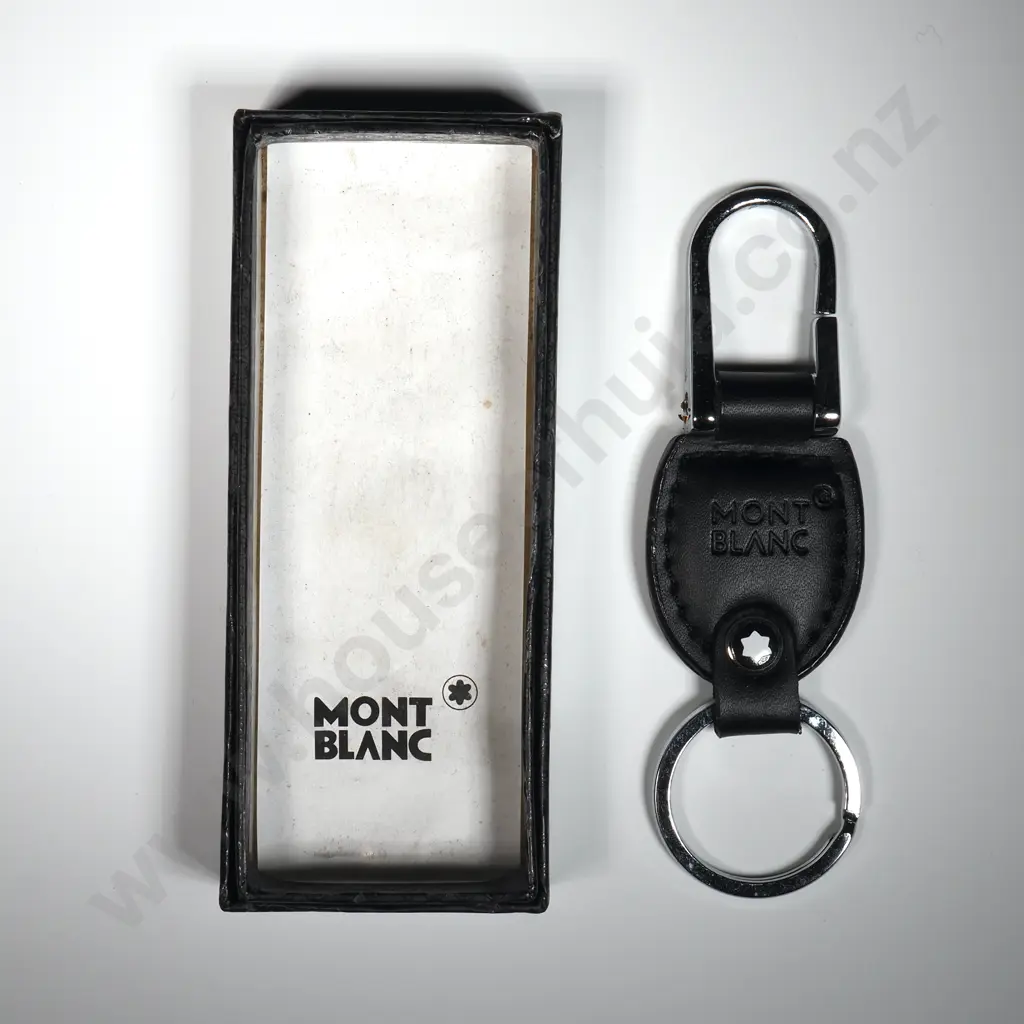 Cased Mont Blanc Leather & Stainless Steel Key Fob Image 1++