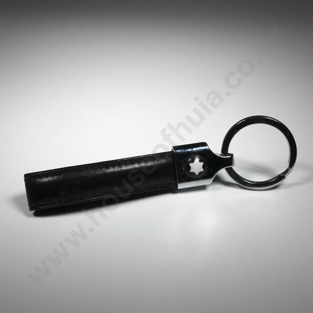 Cased Mont Blanc Leather & Stainless Steel key Fob Image 1++