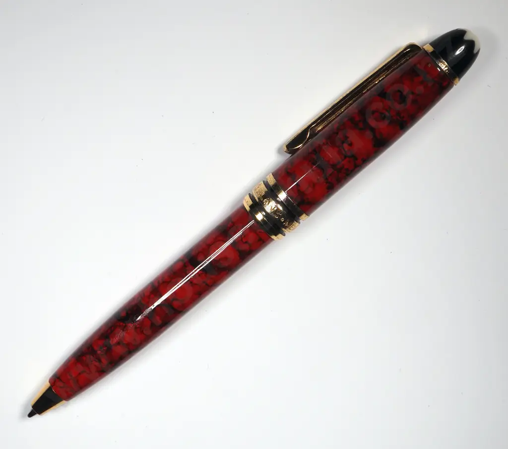 Ladies Mont Blanc Marbled Red Ballpoint Pen Image 1++