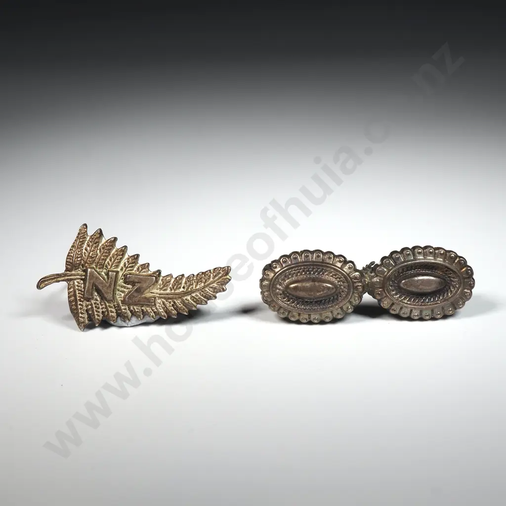 Sterling NZ Silver Fern Brooch & A Bar Brooch With Two Ovals Image 1++