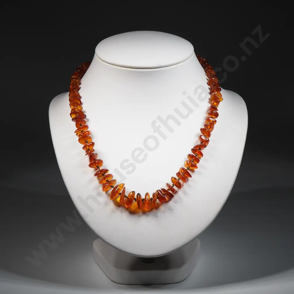 Vintage Amber Bead Necklace Image 1++