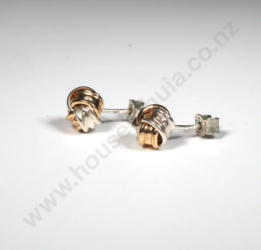 9ct White & Yellow Gold earrings Image 1++