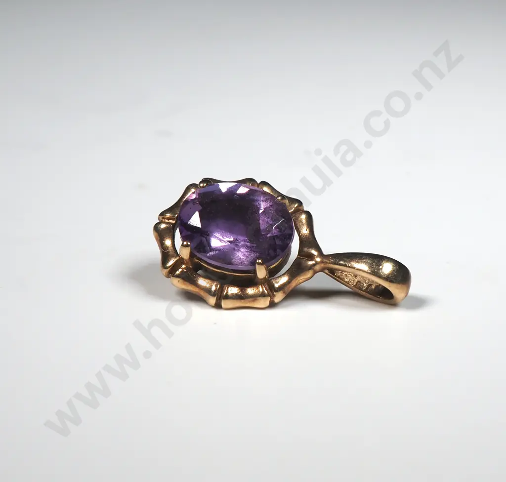 9ct Gold Purple Gem Pendant Image 1++
