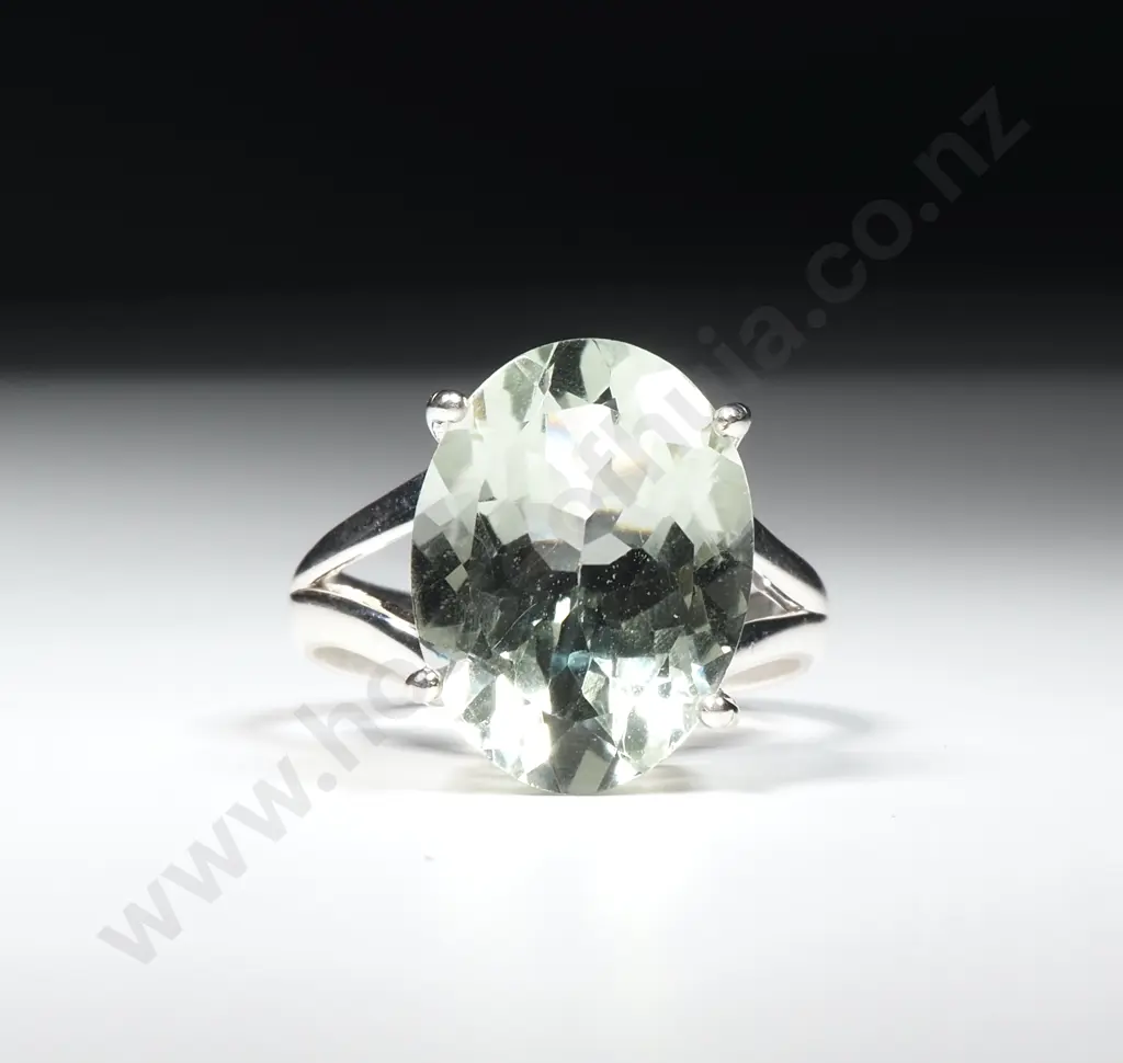Sterling Silver & Green Amethyst Ring Image 1++
