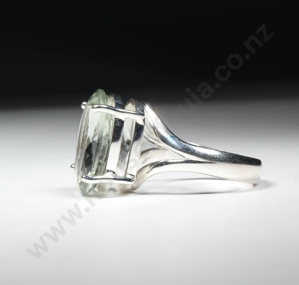 Sterling Silver & Green Amethyst Ring Image 1++