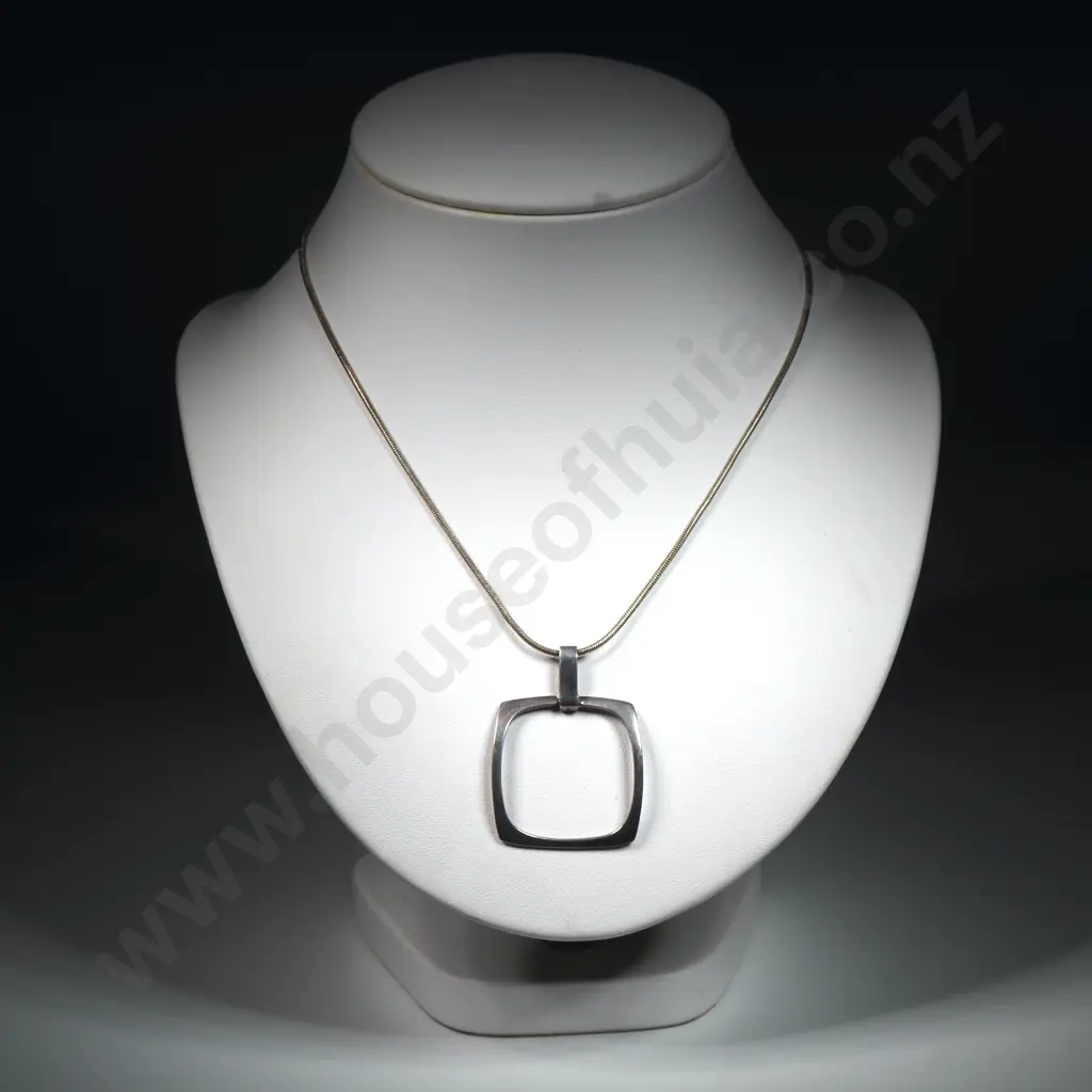 Modernist Sterling Silver Pendant With Snake Chain Image 1++