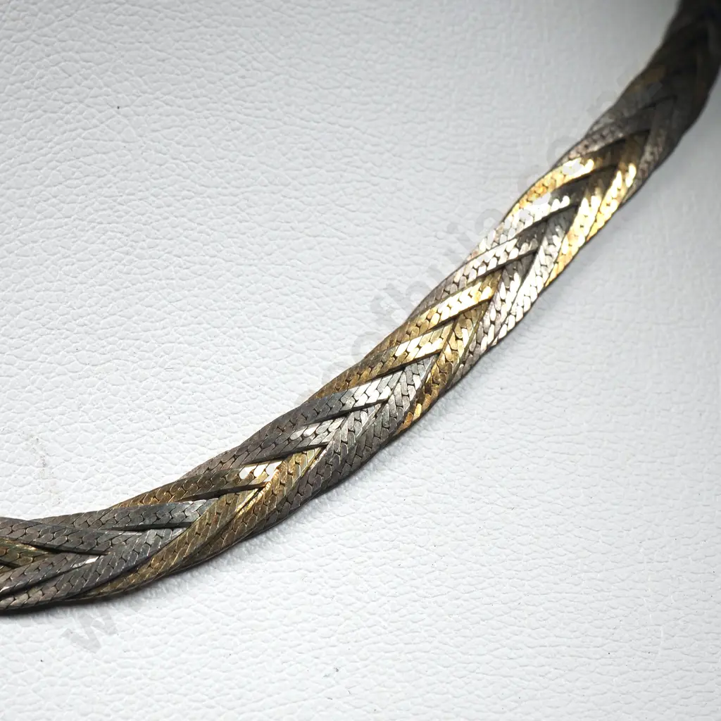 Italian Sterling Silver & Silver Gilt Plaited Necklace. Image 1++