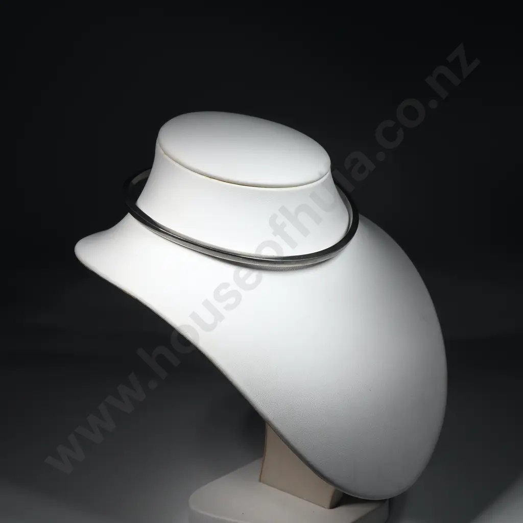 Heavy Vintage Danish  Solid Sterling Silver Choker Image 1++