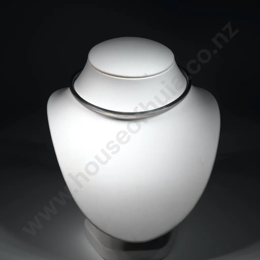 Heavy Vintage Danish  Solid Sterling Silver Choker Image 1++