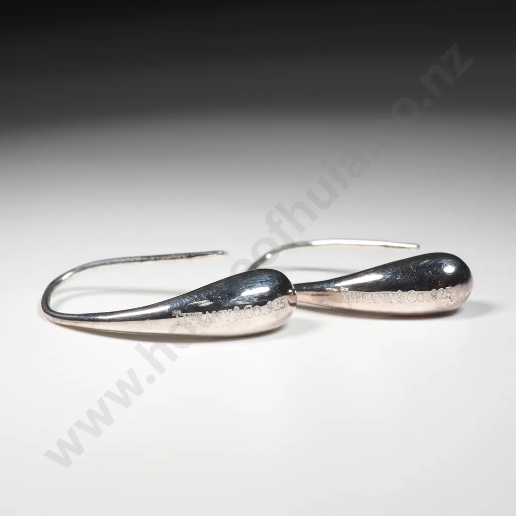 Tiffany & Co Sterling Silver Drop Earrings in Pouch Image 1++