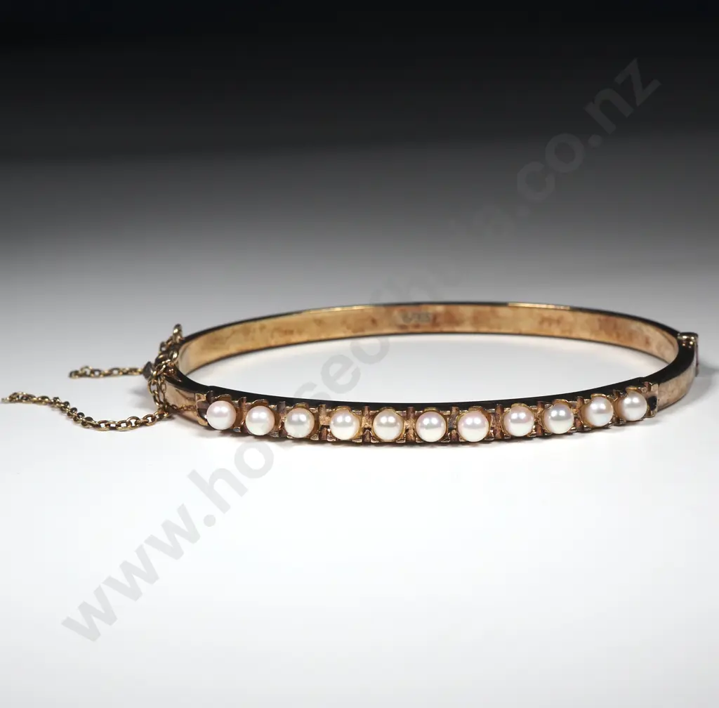 Sterling Silver Gilt Faux Pearl Bracelet Image 1++