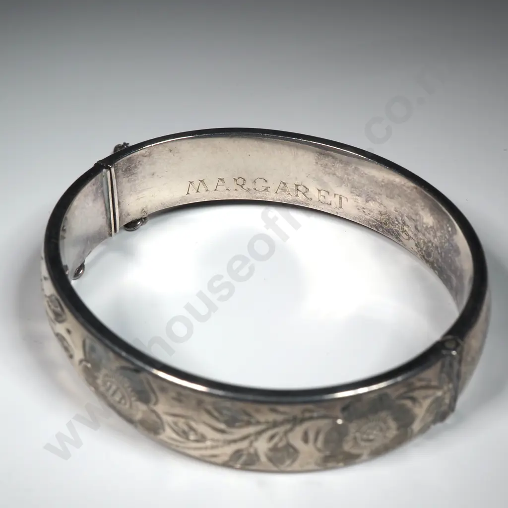 Sterling Silver Snap Bracelet w Engraved Panel  Image 1++