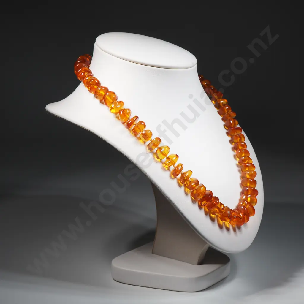 Vintage Amber Bead Necklace Image 1++