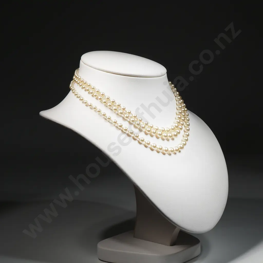 Faux Pearl Necklace w Sterling Silver Clasp Image 1++