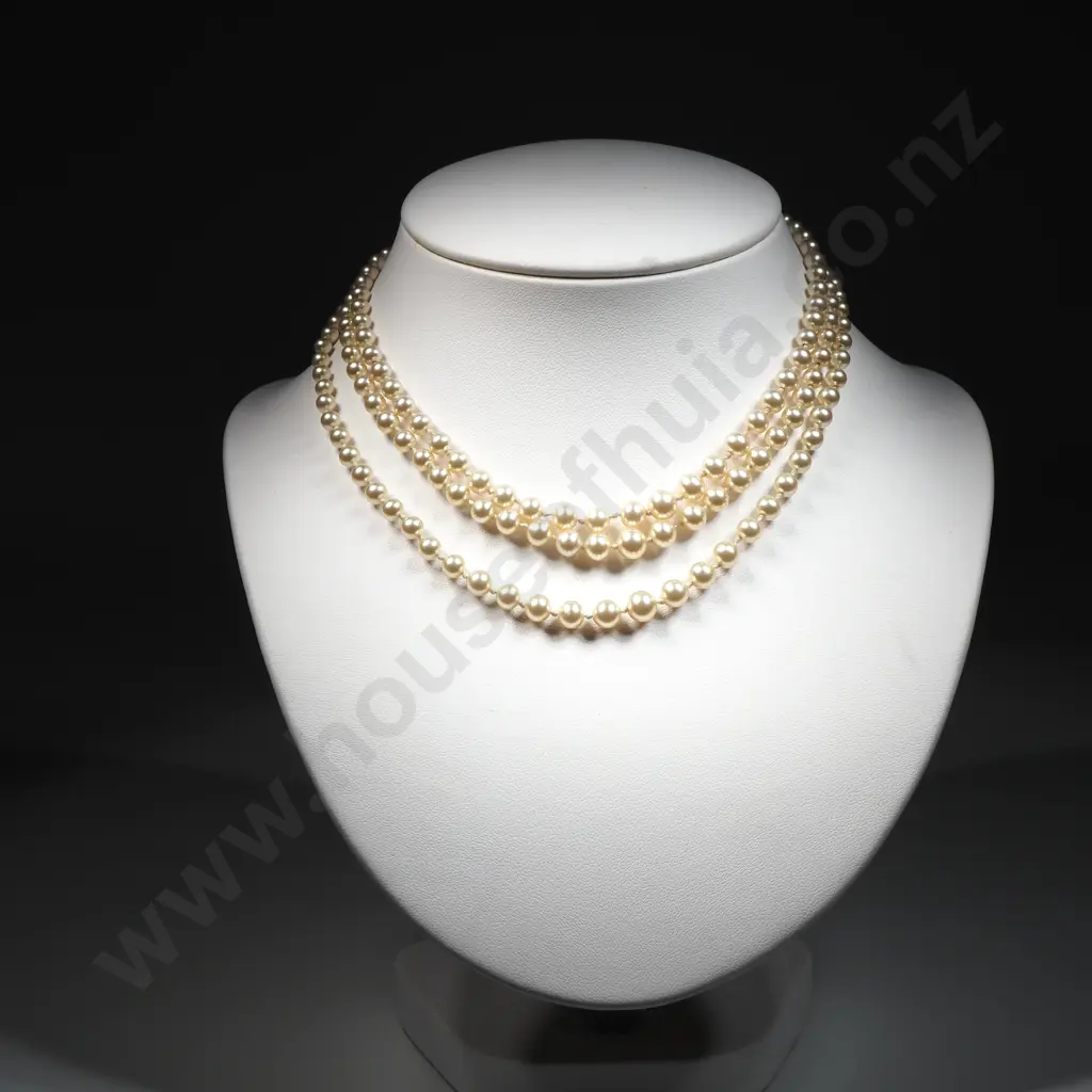 Faux Pearl Necklace w Sterling Silver Clasp Image 1++