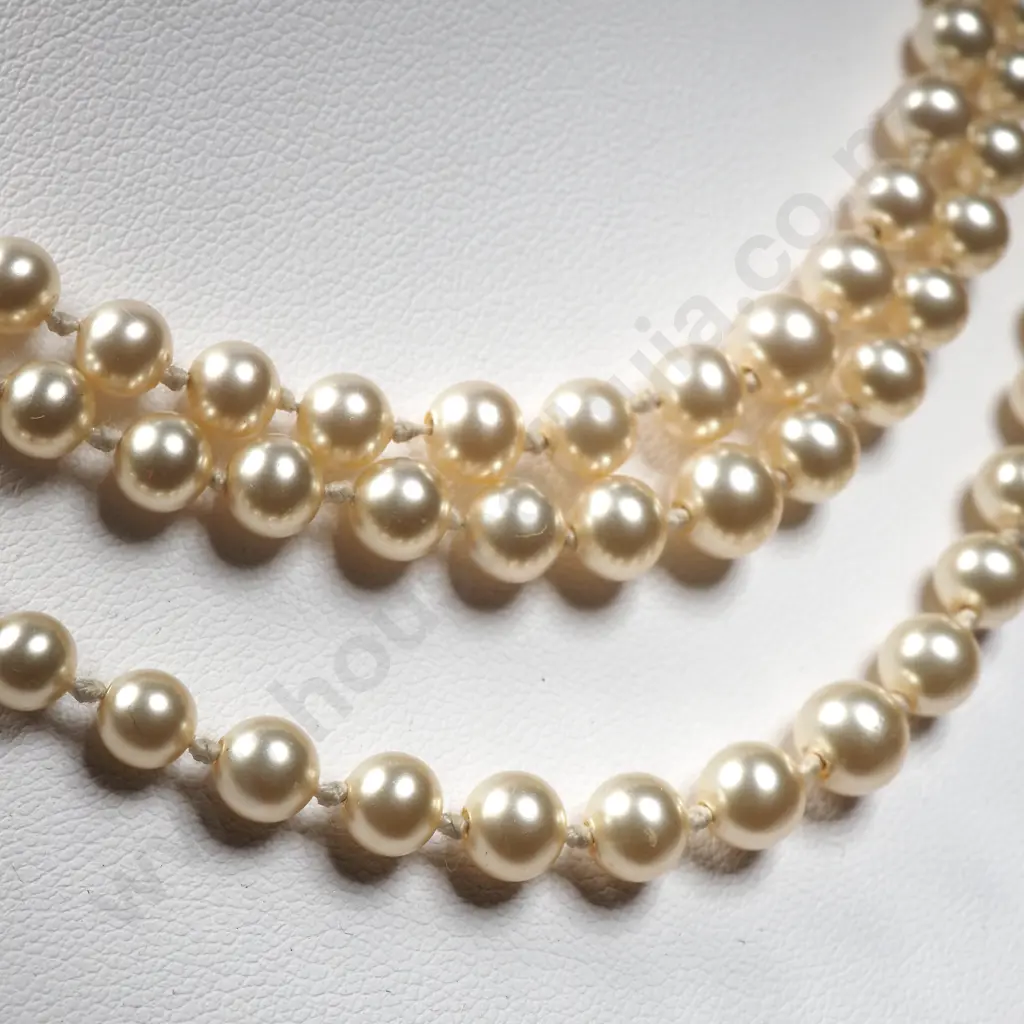 Faux Pearl Necklace w Sterling Silver Clasp Image 1++