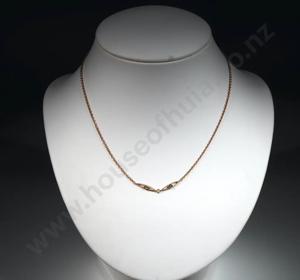 Antique 9ct Rose Gold & Seed Pearl Necklace Image 1++