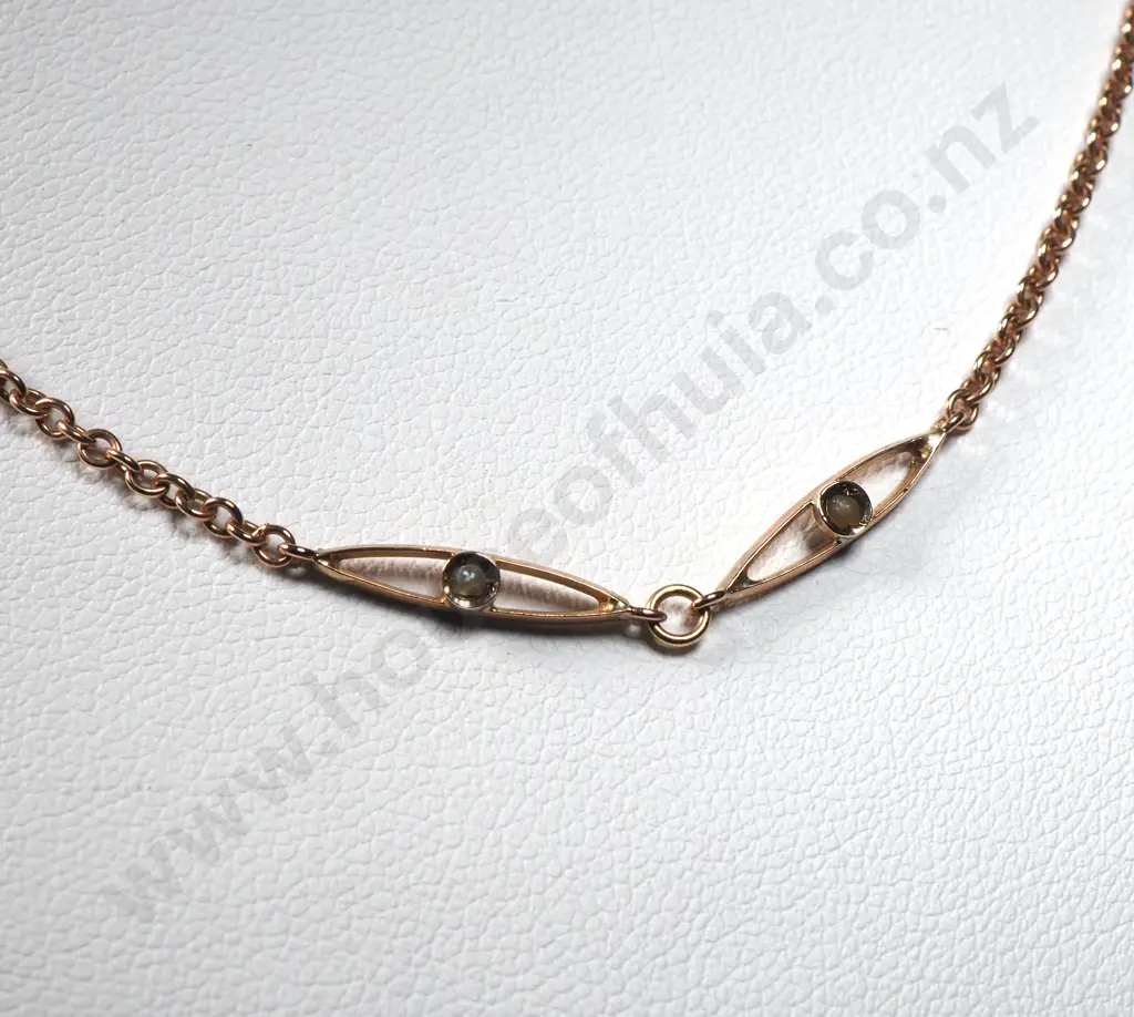 Antique 9ct Rose Gold & Seed Pearl Necklace Image 1++