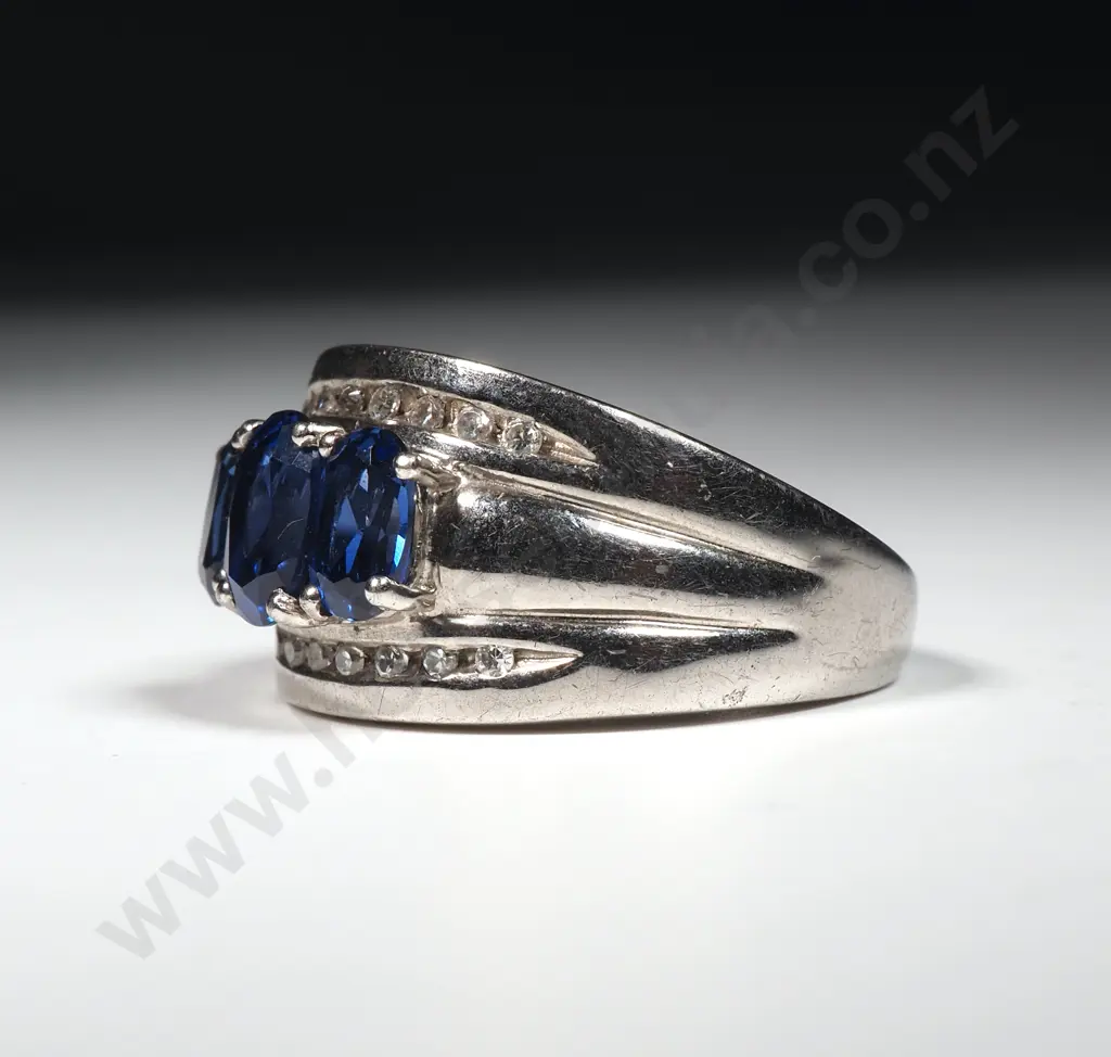Sterling Silver Blue Gem Ring Image 1++