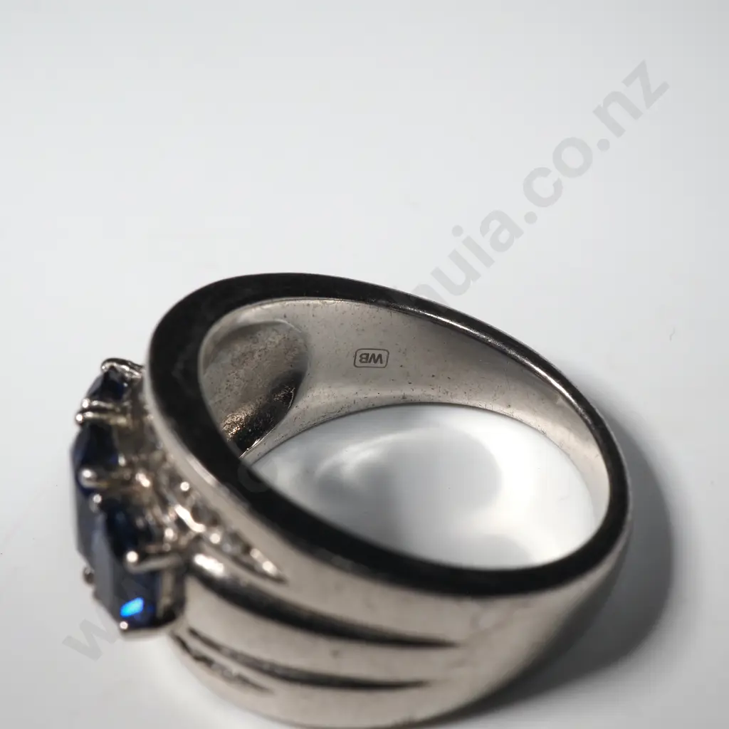 Sterling Silver Blue Gem Ring Image 1++