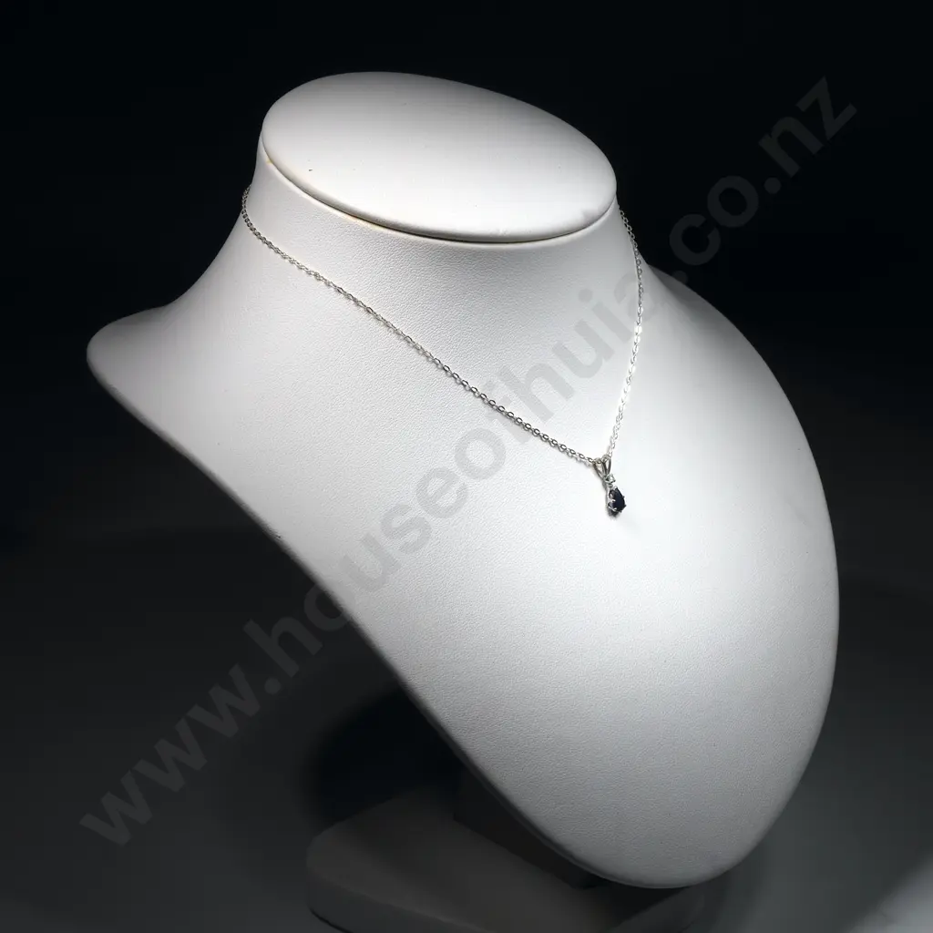 Modern Sterling Silver Stone Set Bracelet Modern Sterling Silver Sapphire & Diamond Set Pendant & Chain Image 1++