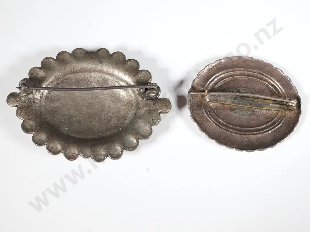 Two Oval White Metal Brooches With Anchor & Celtic Design  Image 1++