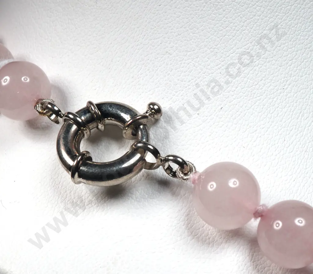 Rose Quartz Bead Necklace Image 1++