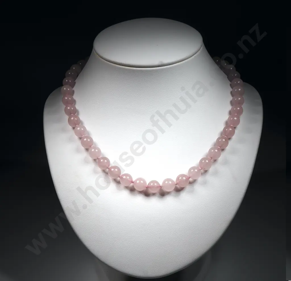 Rose Quartz Bead Necklace Image 1++