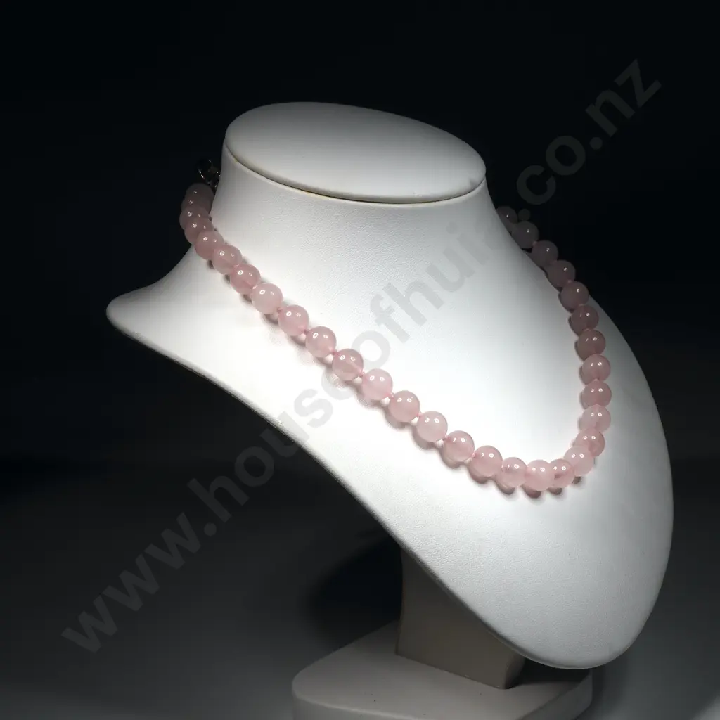 Rose Quartz Bead Necklace Image 1++