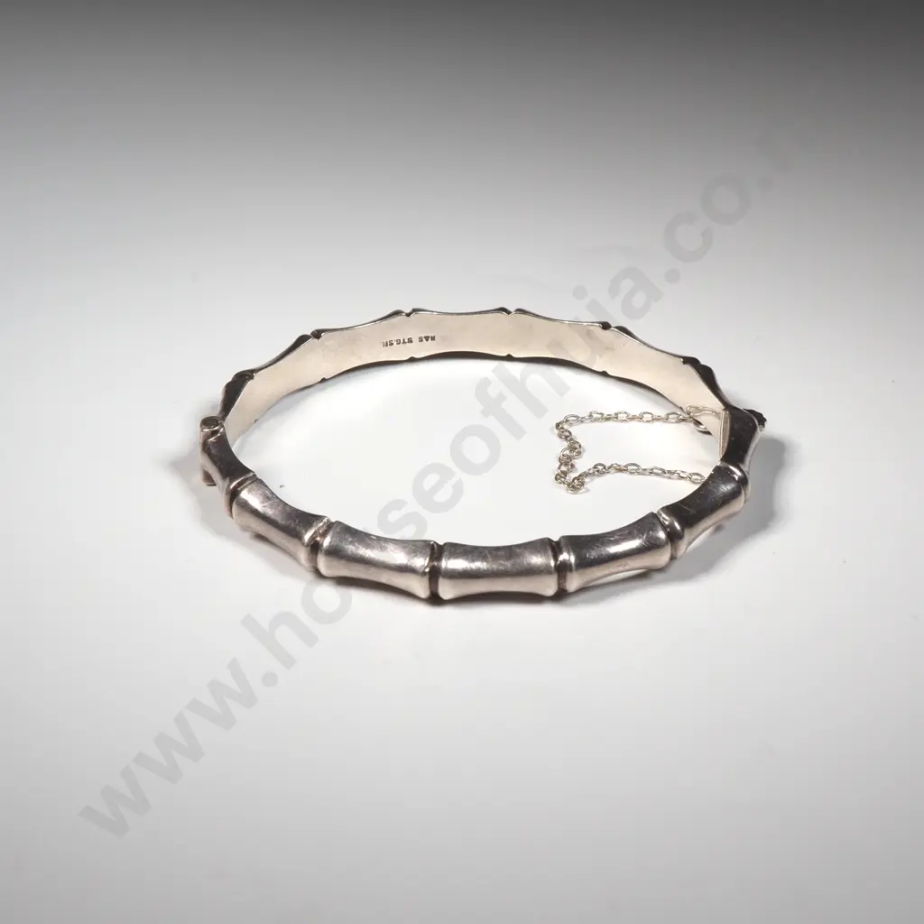 Sterling Silver Hinged Bamboo Bracelet Image 1++
