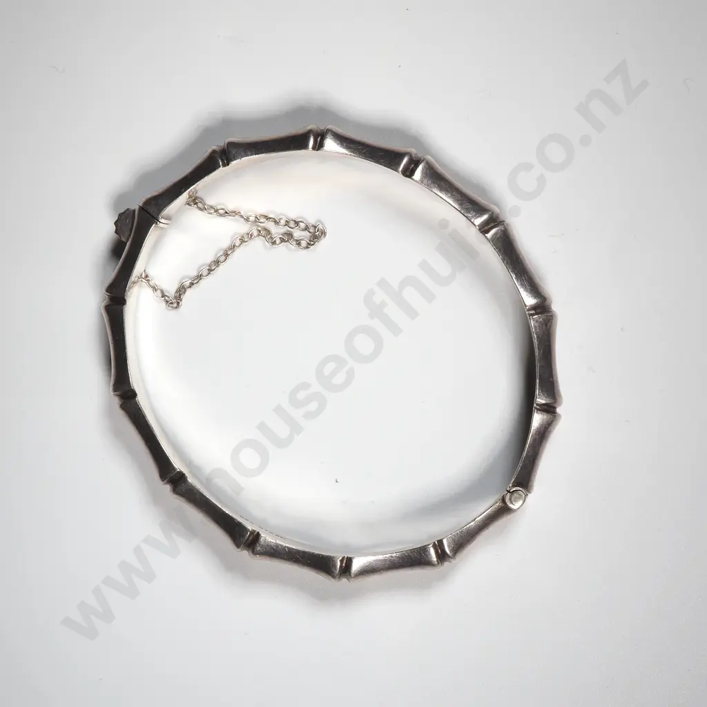 Sterling Silver Hinged Bamboo Bracelet Image 1++