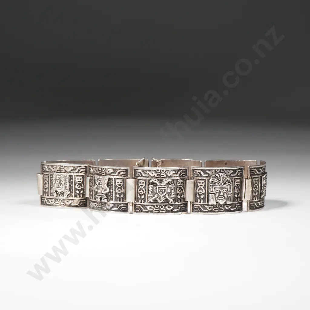 Decorative Mexican Sterling Silver Bracelet Image 1++