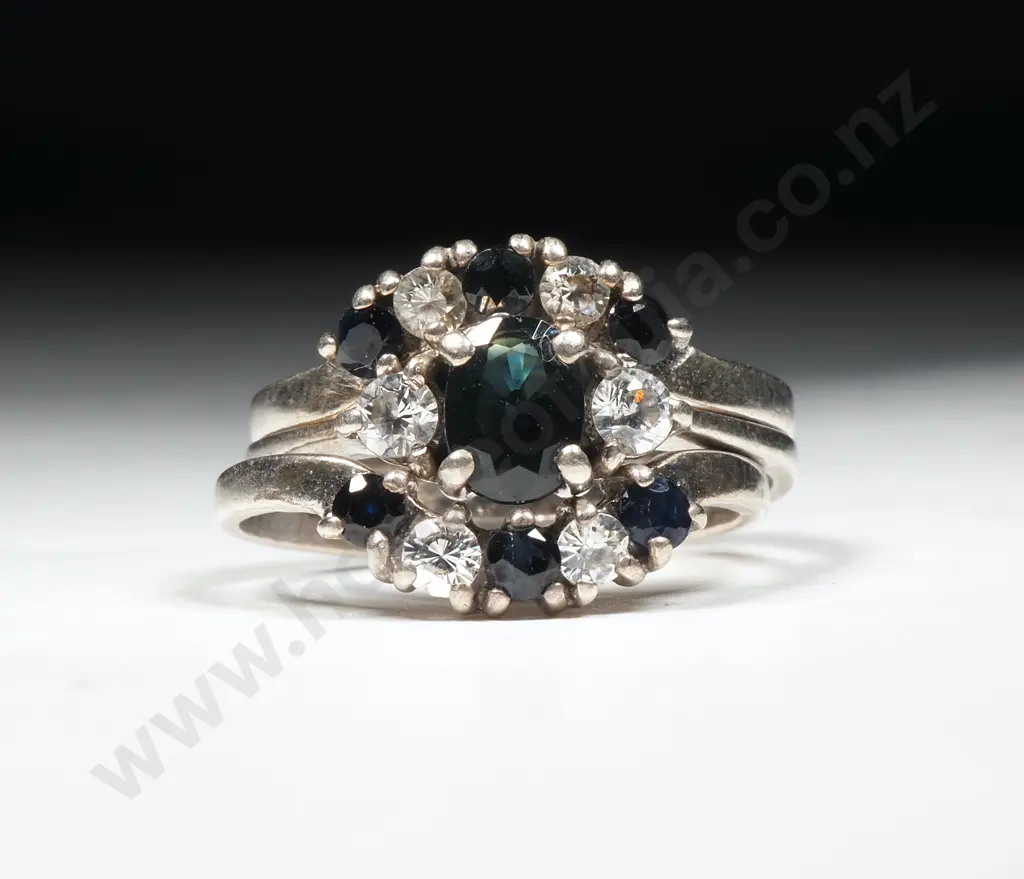 Sterling Silver Sapphire Three Ring Set Image 1++