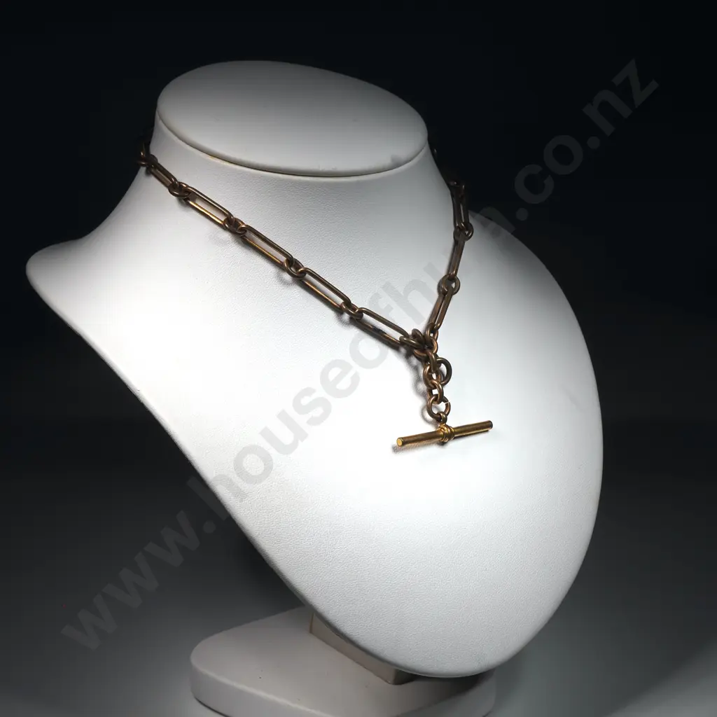 Rolled Gold Paperclip Fob Necklace Image 1++