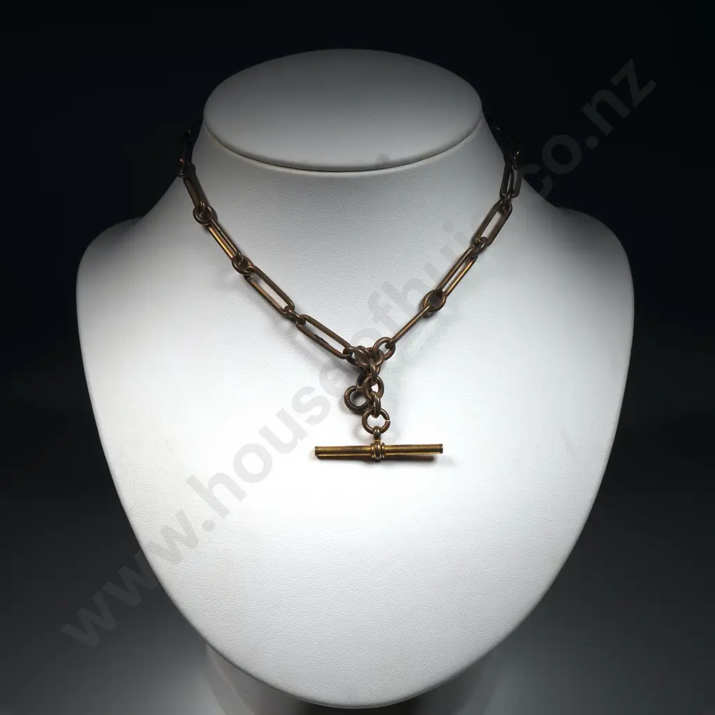 Rolled Gold Paperclip Fob Necklace Image 1++