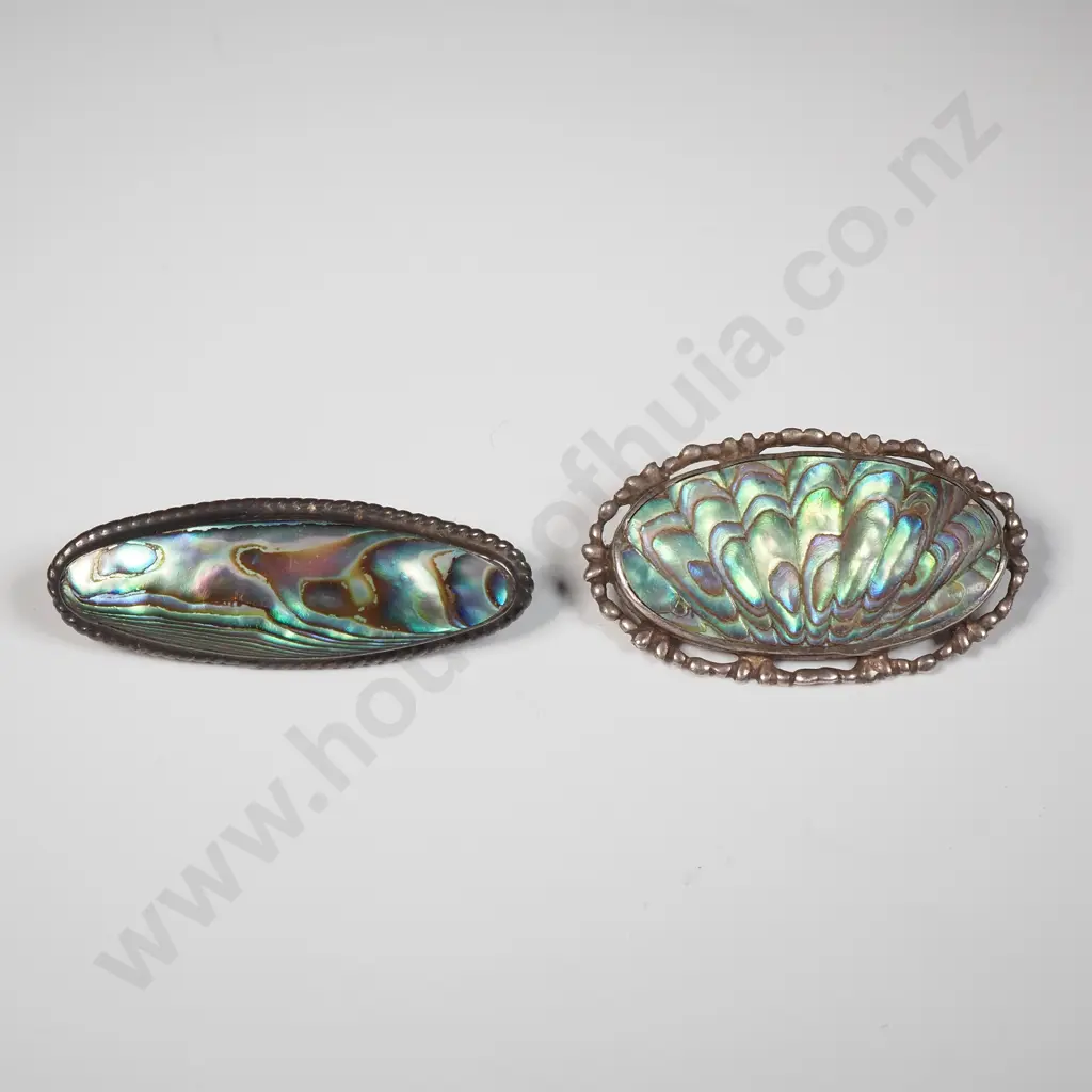 Two Sterling Silver Paua Brooches Image 1++