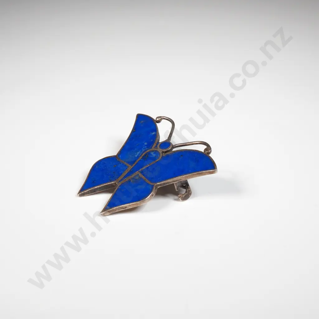 Sterling Silver Lapis Butterfly Brooch Image 1++