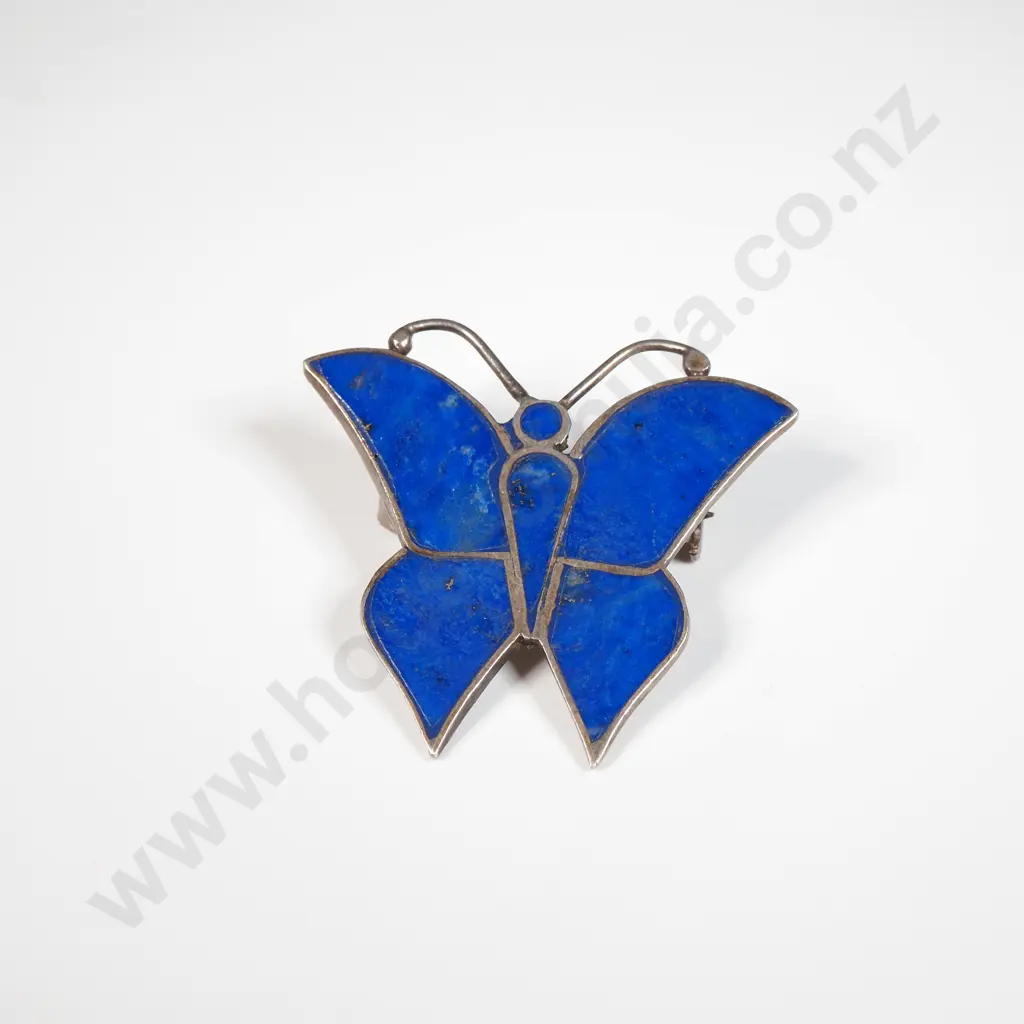 Sterling Silver Lapis Butterfly Brooch Image 1++