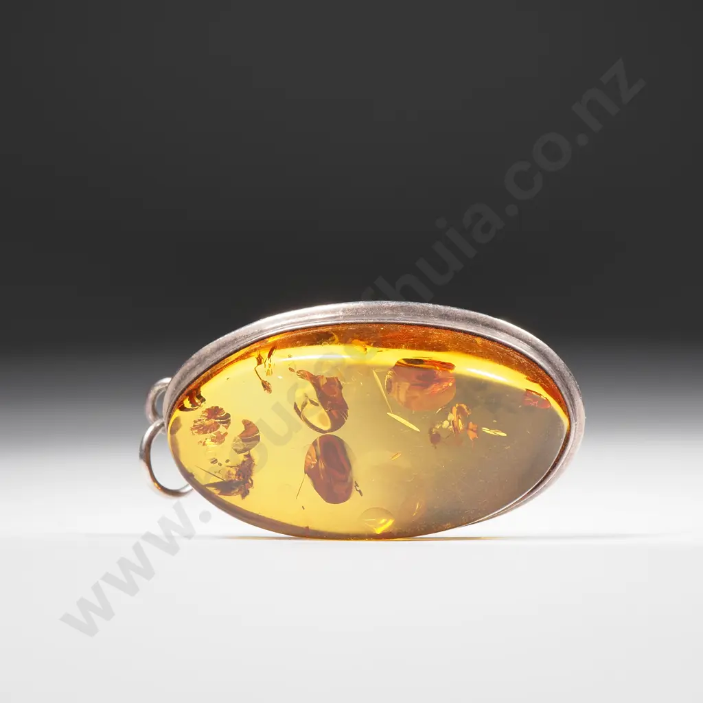 Sterling Silver Amber Pendant Image 1++