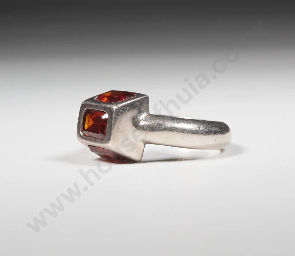 Sterling Silver Amber Gem Ring Image 1++