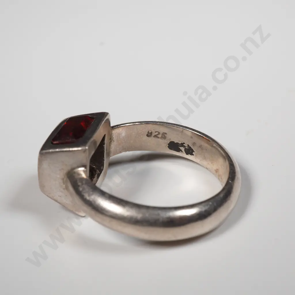 Sterling Silver Amber Gem Ring Image 1++