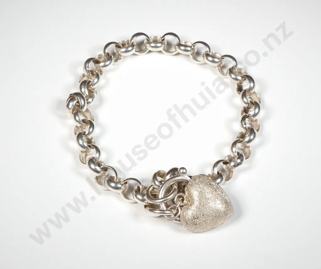 Sterling Silver Belcher Heart Bracelet Image 1++