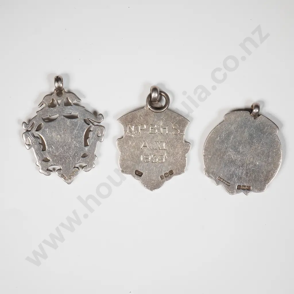 Three Sterling Silver Gold Fronted Prize Fobs Image 1++