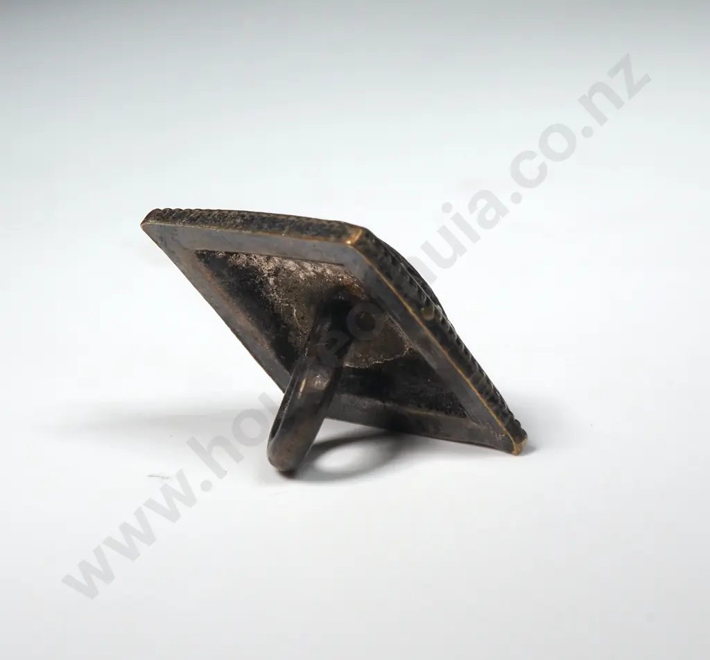 Diamond Shaped Vintage Button with Embossed Thistle Decoration  Image 1++