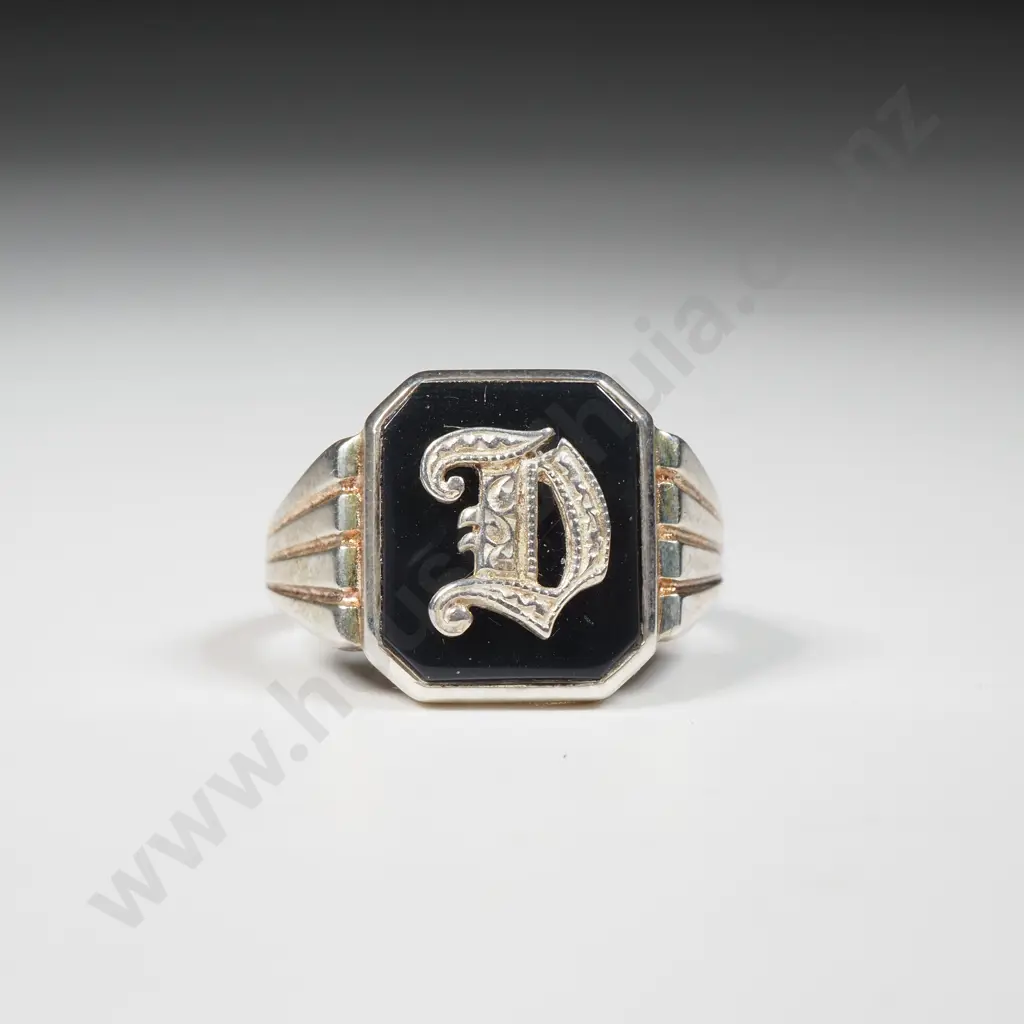 Sterling Silver Signet Ring - Letter D Image 1++