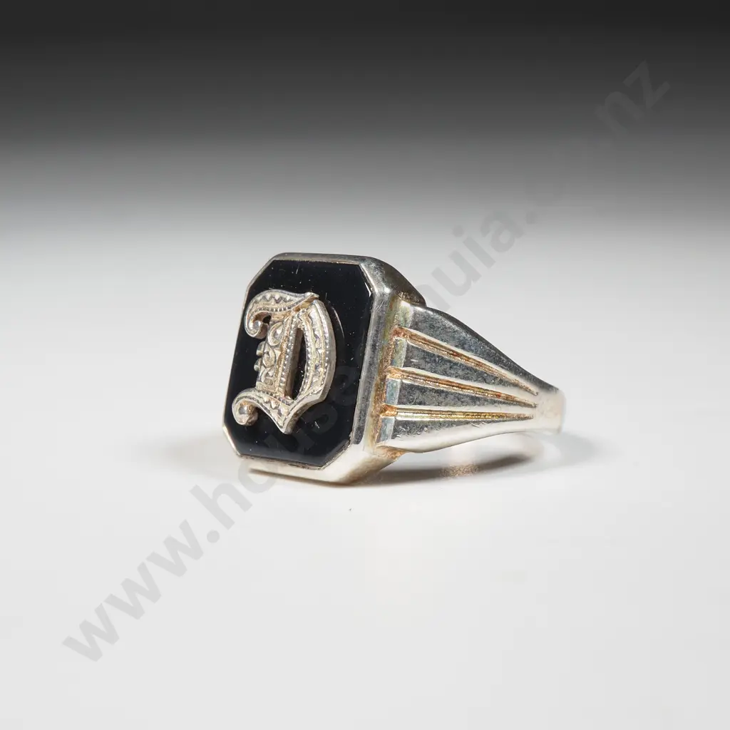 Sterling Silver Signet Ring - Letter D Image 1++