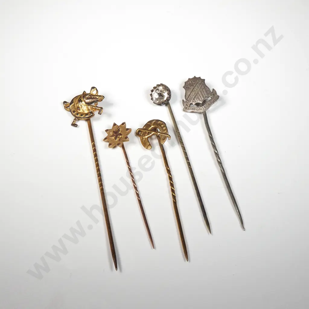 Antique Box w assorted Stick pins incl Rolled Gold Image 1++